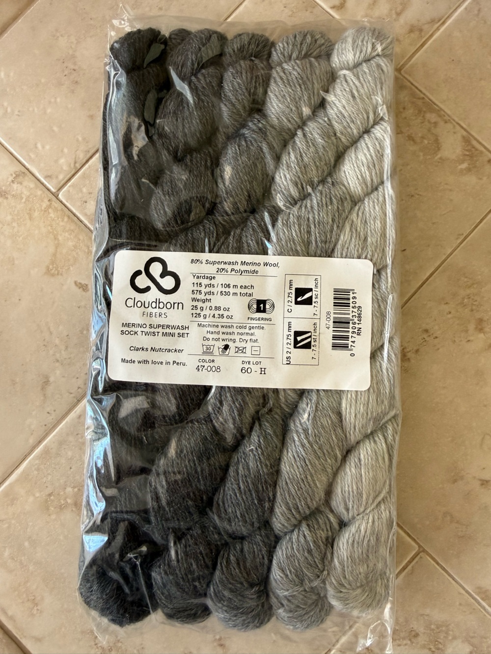 Cloudborn Fibers Merino Superwash Sock Twist Mini Set - Gray Gradient